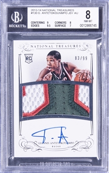 2013-14 Panini National Treasures RPA #130 Giannis Antetokounmpo Signed Rookie Patch Autograph (#83/99) - BGS NM-MT 8/BGS 10